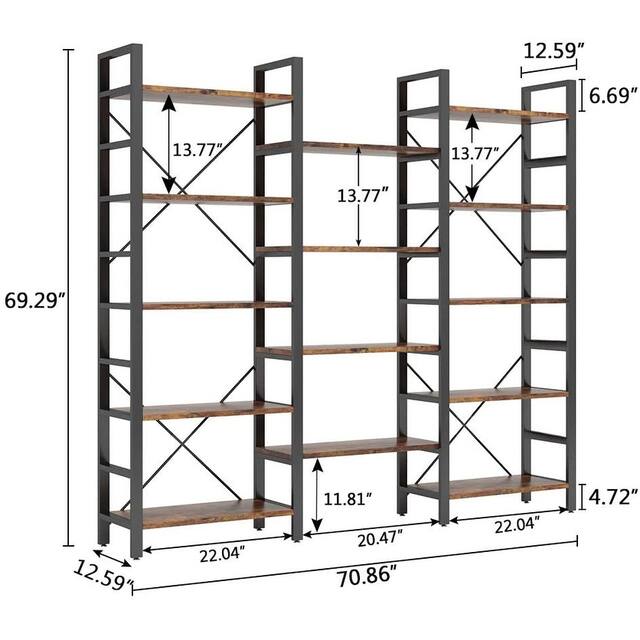 Large Triple Wide 5-Shelf Etagere Bookcase