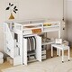 preview thumbnail 4 of 17, Multifunctional Loft Bed with Stairs,Bookshelf,Drawers,Desk & Wardrobe,Twin Size for Bedroom
