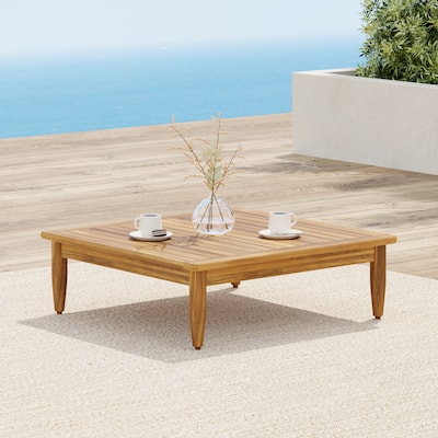 Scott Living - Sorrel Patio Acacia Square Coffee Table with Slatted Rustic Texture