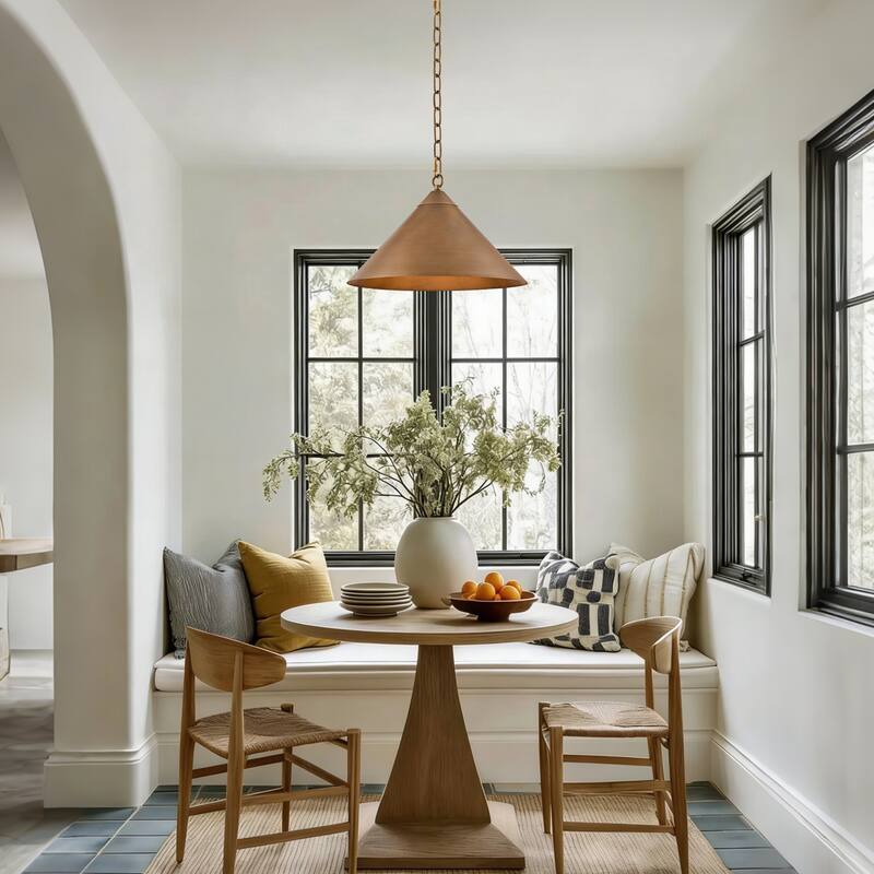 1-Light Gold Cone Pendant Light 15.8inch Metal Hanging Lighting