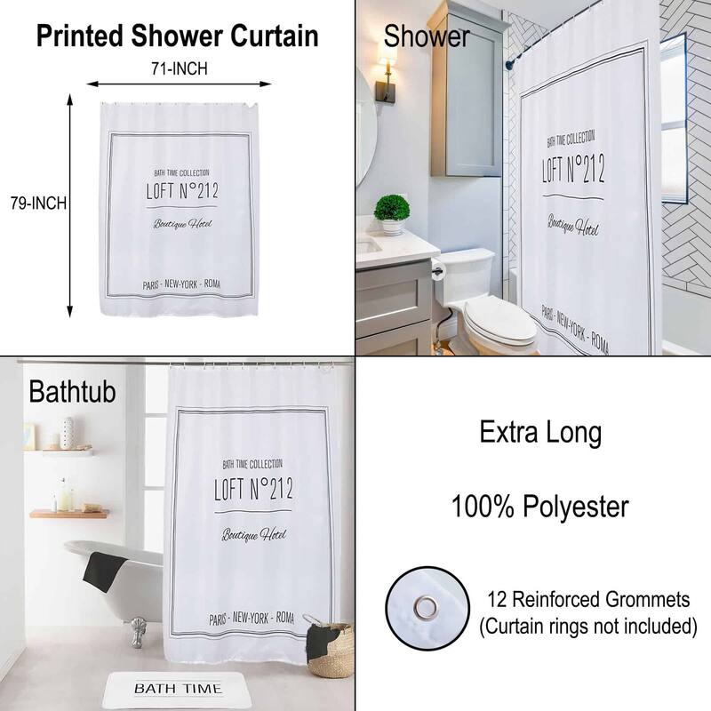 Polyester Shower Curtain - 79x71 inches - Writing Design