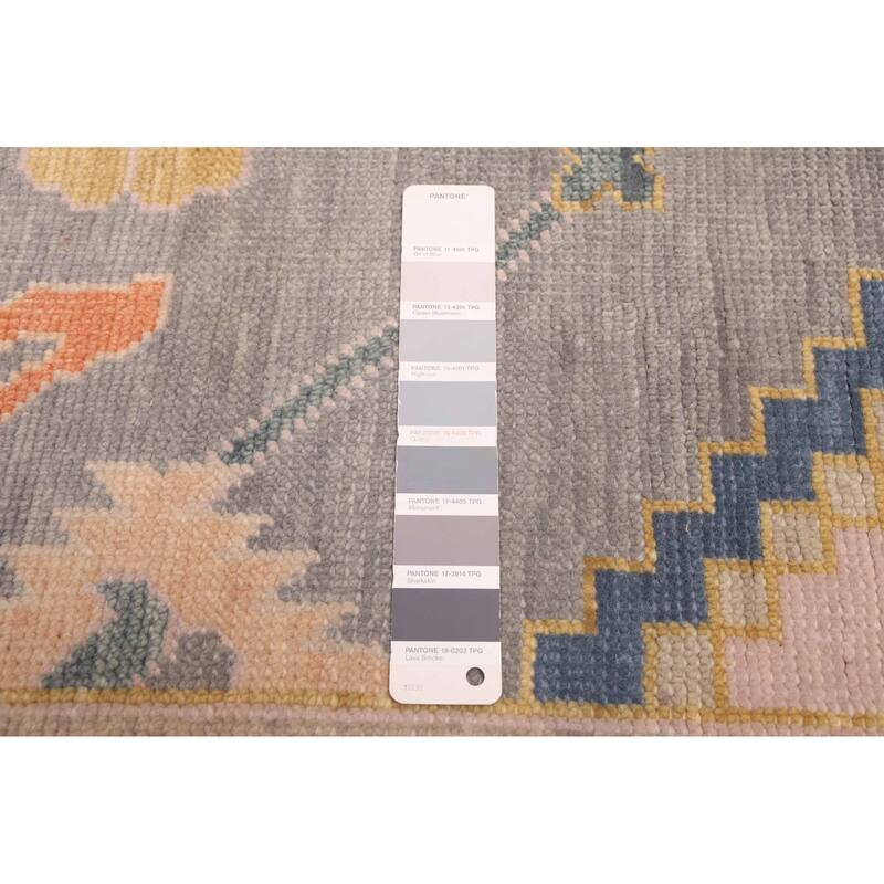 ECARPETGALLERY Hand-knotted Modern Oushak Dark Grey Wool Rug - 7'10 x 9'9