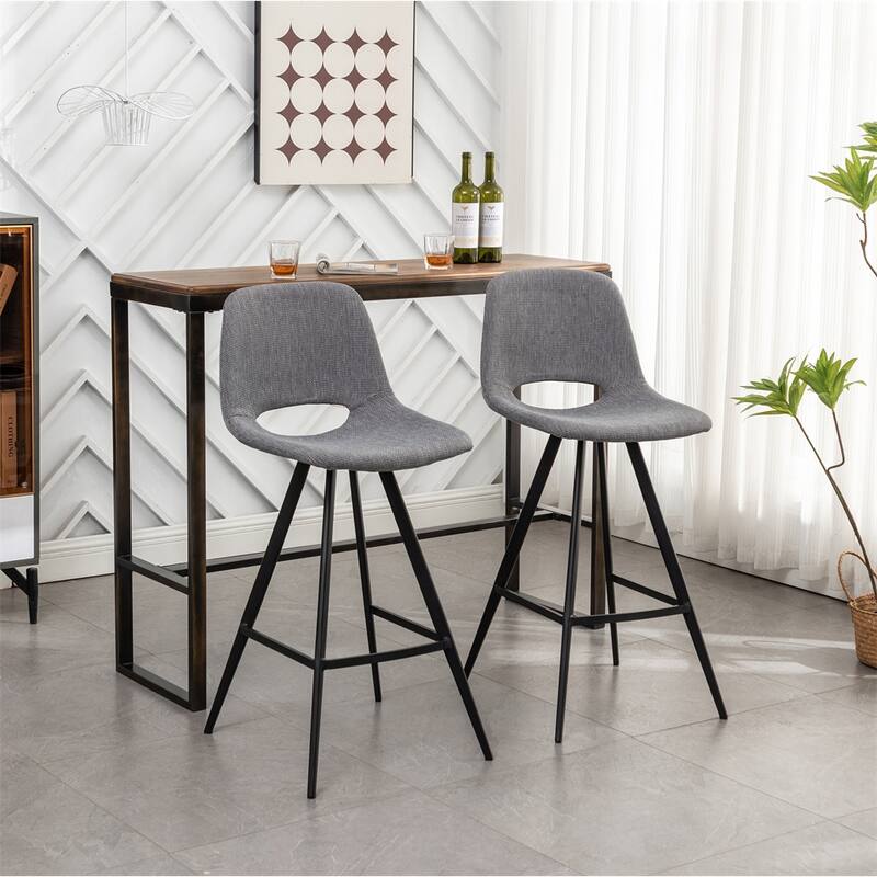 Fabric Kitchen 28.25" Counter Height Stools,Set of 2 - Grey