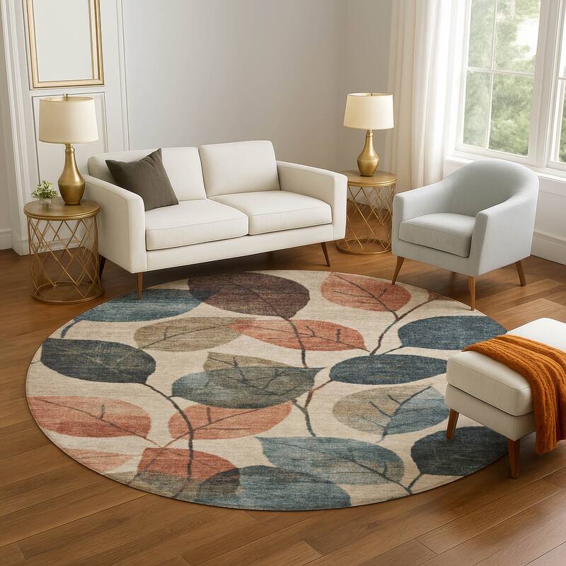 Premium Washable Super Soft Floral Mayfield Rug - Beige - 8' x 8'