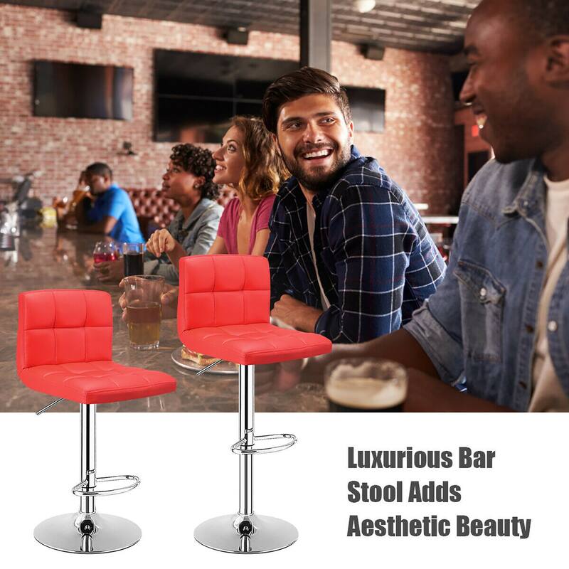 Costway Set of 2 Bar Stools Adjustable Swivel Kitchen Counter Bar