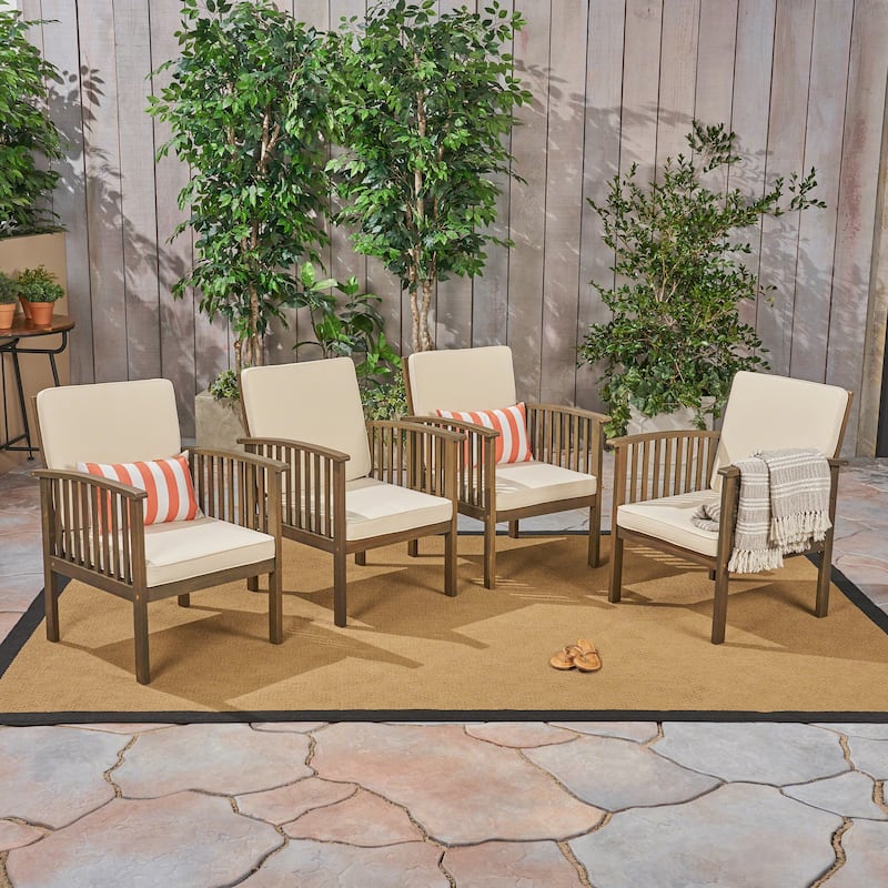 Casa Acacia Outdoor Acacia Wood Club Chairs(Set of 4) by Christopher Knight Home