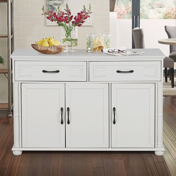 2-Color Buffet Sideboard Cabinet with 3 Doors and 2 Drawers