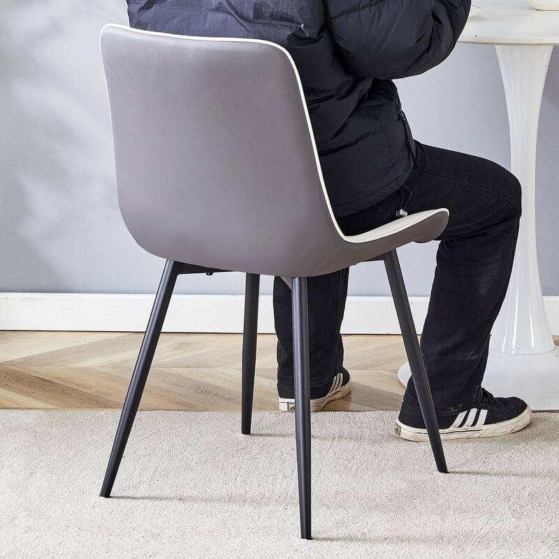 Roomfitters PU Dining Chairs with Extended Cushions and Metal Legs, Ergonomic Design Set of 4 for Modern Homes