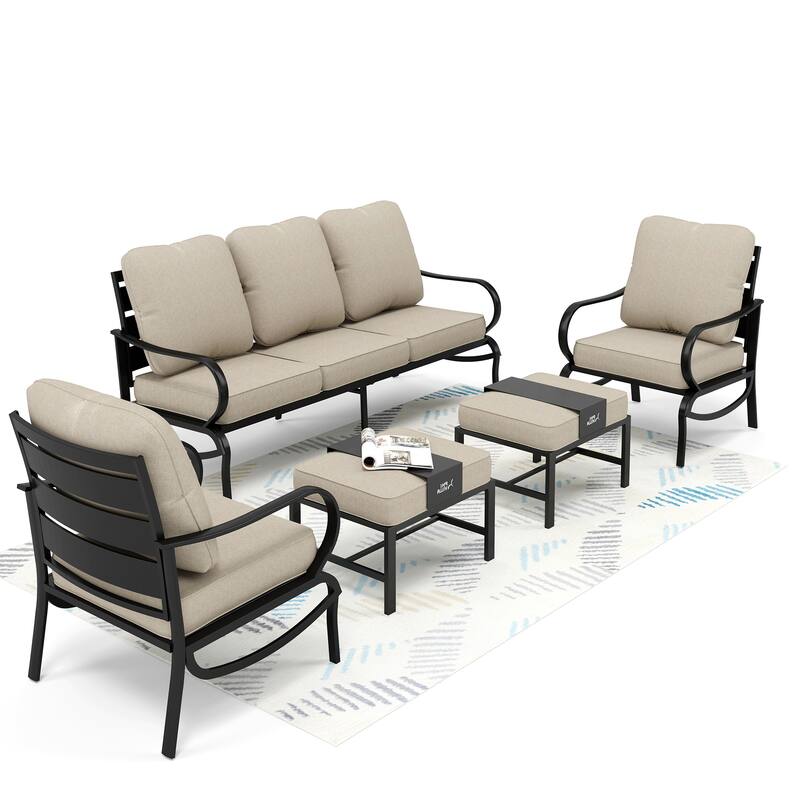 MAISON ARTS 5/7/9-Seat Patio Conversation Set, Outdoor Sofa Set with Single Sofa Chairs, 3-Seater Sofa, Ottoman and Coffee Table