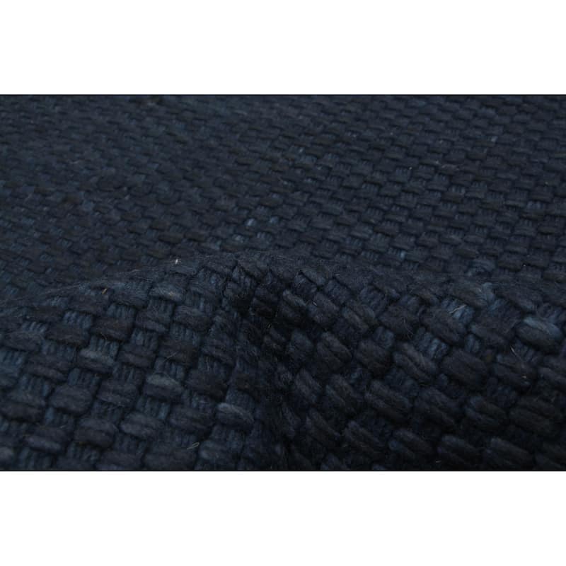 ECARPETGALLERY Braid weave Sienna Navy Wool Rug - 4'11 x 7'10