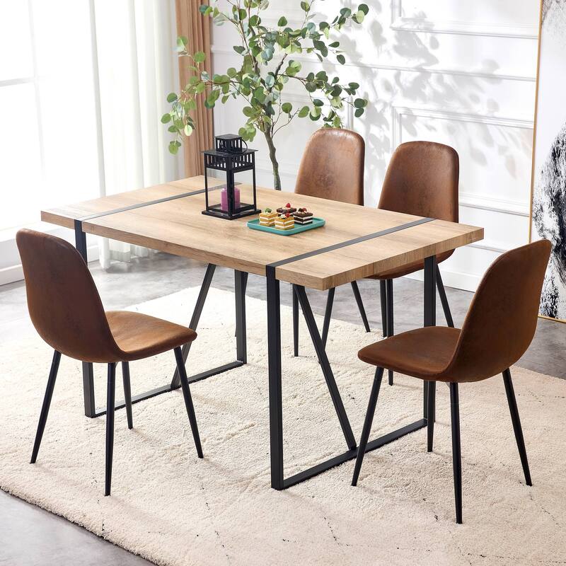 Set of 6 Dining Chairs Cushioned Side Chairs with Soft Linen Fabric
