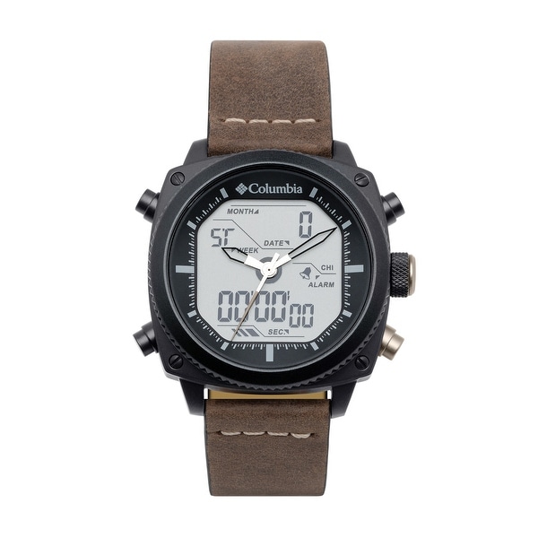 leather digital watch
