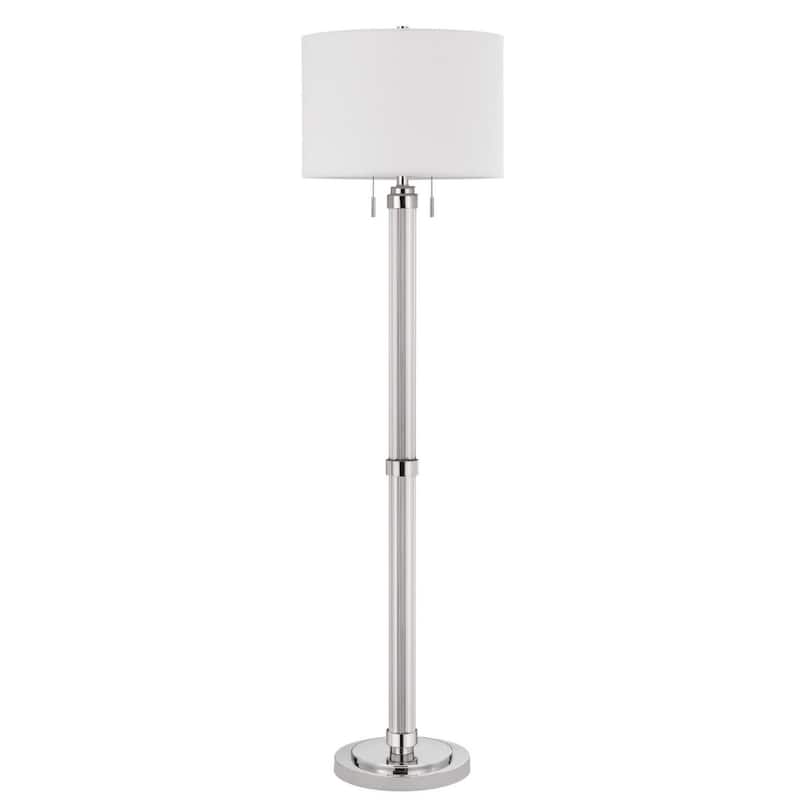 60'' Contemporary Traditional Floor Lamp with Polished Chrome Steel Base and White Rectangular Linen Shade - 16" x 16" x 60"