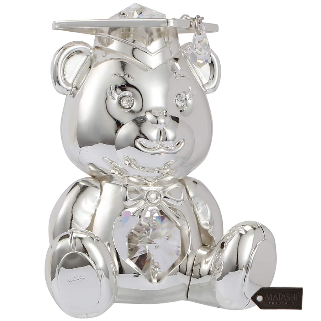 Matashi Silver Plated Graduation Bear with Matashi Crystals