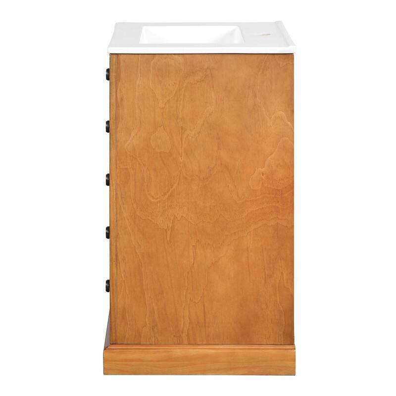 20" Bathroom Vanity with Integrated Ceramic Sink, Cabinet with Soft-Close Door and Solid Wood Bottom Frame