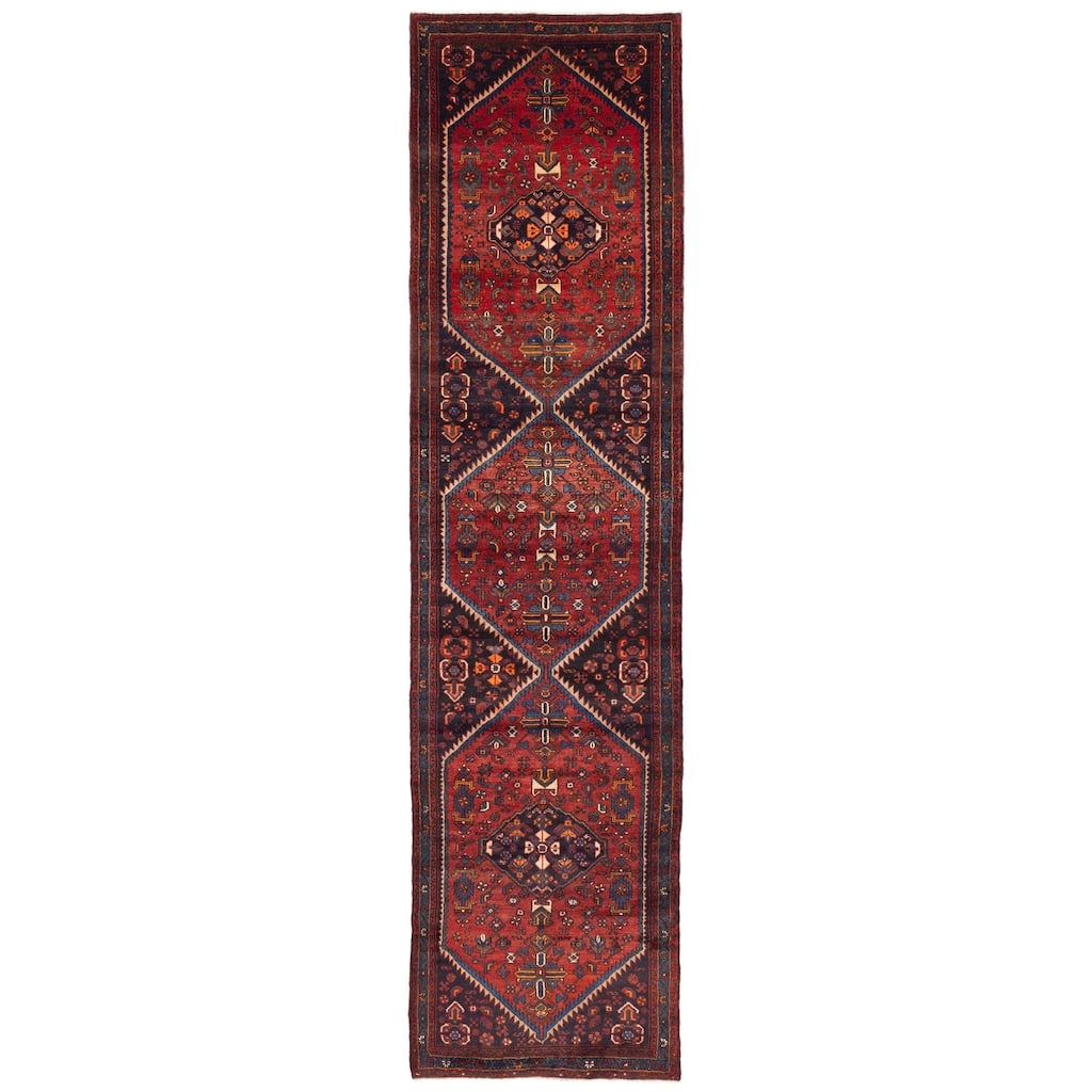 ECARPETGALLERY Hand-knotted Anatolian Vintage Red Wool Rug - 3'10 x 15'0