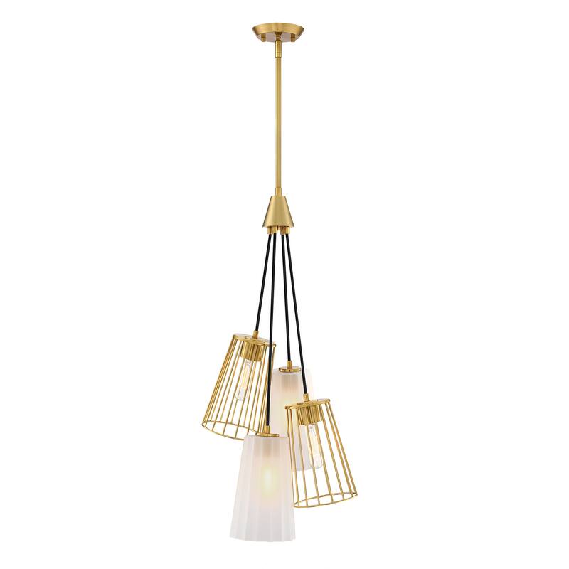 Liana 4-Light Brushed Gold Glam Statement Chandelier for Foyers and Entryways - 14.5