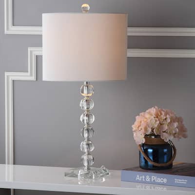 SAFAVIEH Lighting 24-inch Victoria White Shade Crystal Ball Table Lamp (Set of 2) - 12"x12"x25"