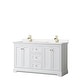 preview thumbnail 30 of 58, Avery 60 Inch Double Vanity, Cultured Marble Top White, Gold Trim, Carrara Cultured Marble Top