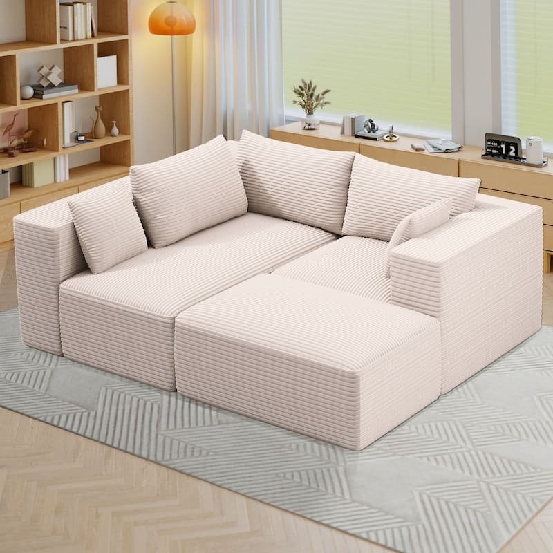 108" Modular Sectional Couch with L-Shape Chaise, Modern Cloud Sectional Sofa with Deep Seat - Beige