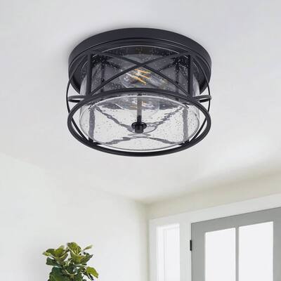 2-Lights Vintage Classy Black Flush Mount Lighting - 11.8"D×11.8"W×6.1"H