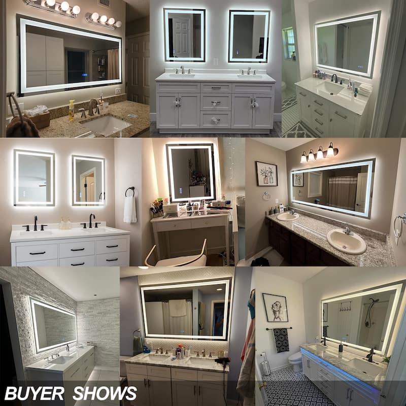 KIOTEE Super Bright Anti-fog LED Bathroom Mirror with Backlit and Front Lighting 3-Year Warranty