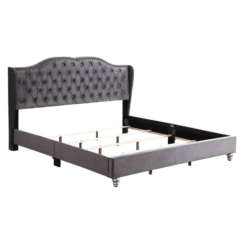 Upholstered Bed Frame, City Chic Design, Gray Bedroom Furniture