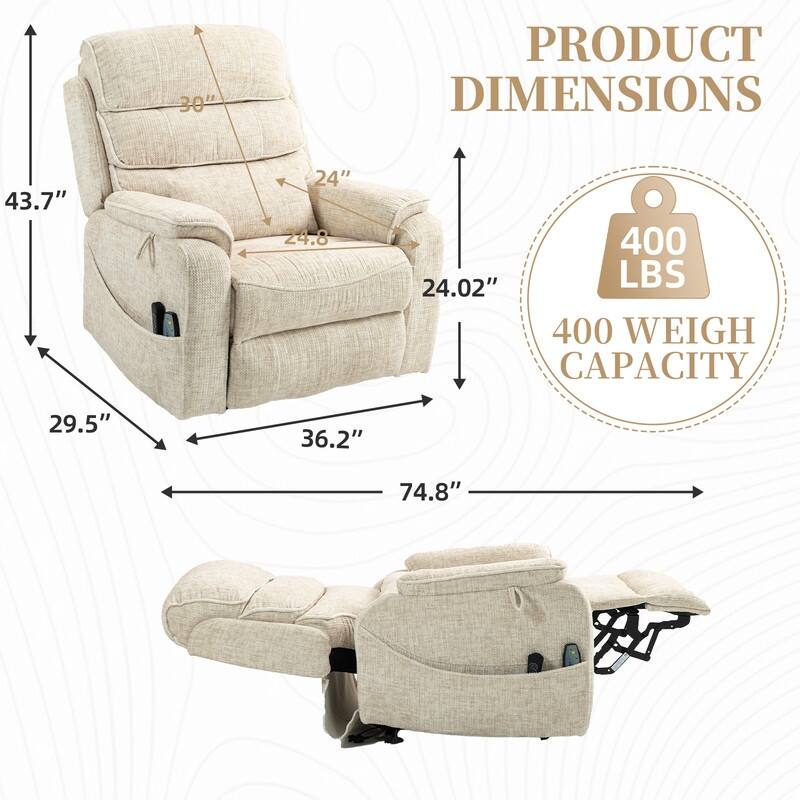 Deluxe Version Dual Motors Power Lift Recliner,Lay Flat 74.8 " Length,100% Polyester,Message/Heat,Eazy Assemble