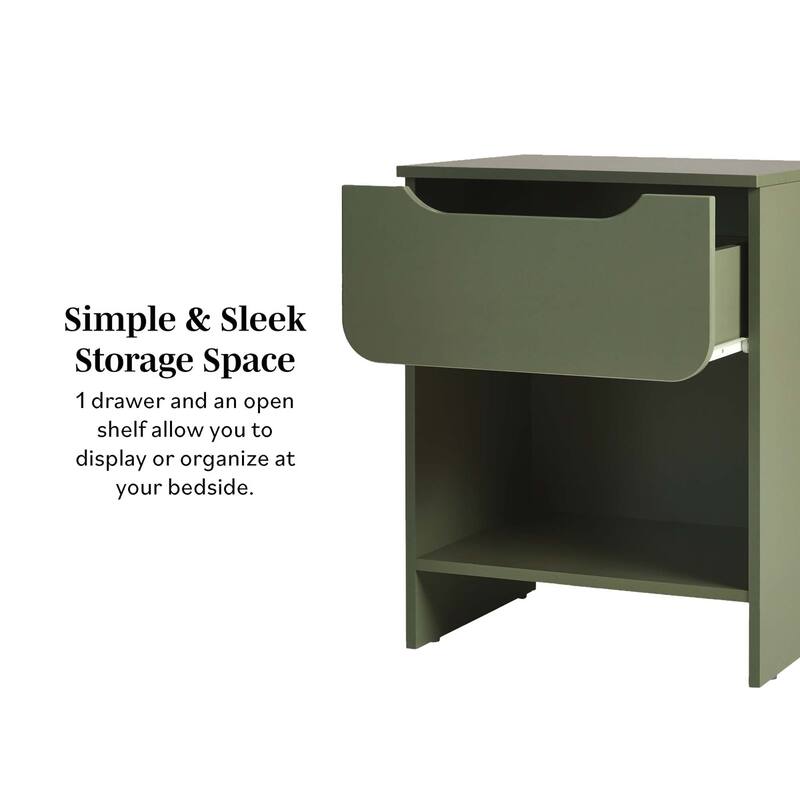 Middlebrook Designs Modern 1-Drawer Nightstand with Cubby (Set of 2)
