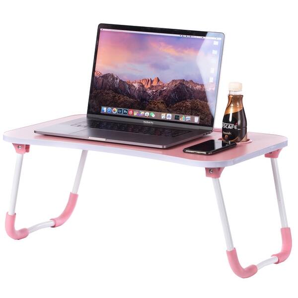 slide 2 of 7, Bed Tray Laptop Foldable Table, Kids Lap Desk Homework Table Pink