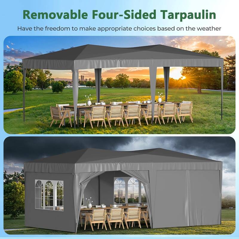 10 x 20 Pop Up Canopy Tent with 6 Sidewalls, Portable Party Canopy with 6 Weight Bag