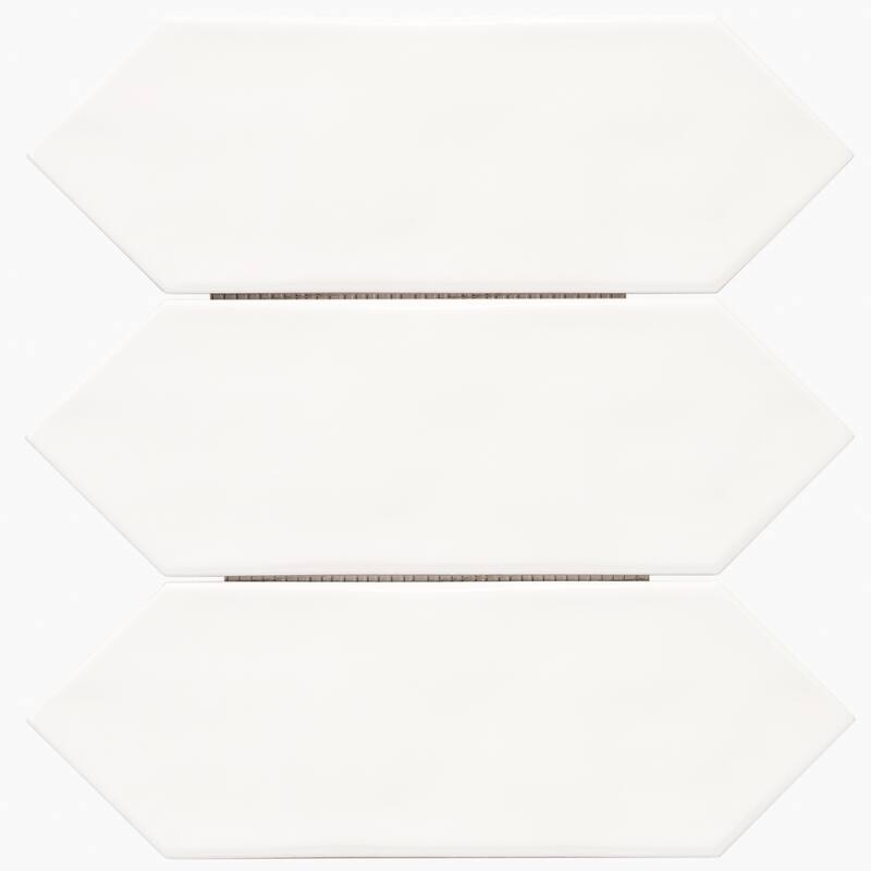 Forio 4" x 12" Picket Glossy Porcelain Mosaic Tile - 5 sheets (4.20 sf) - White