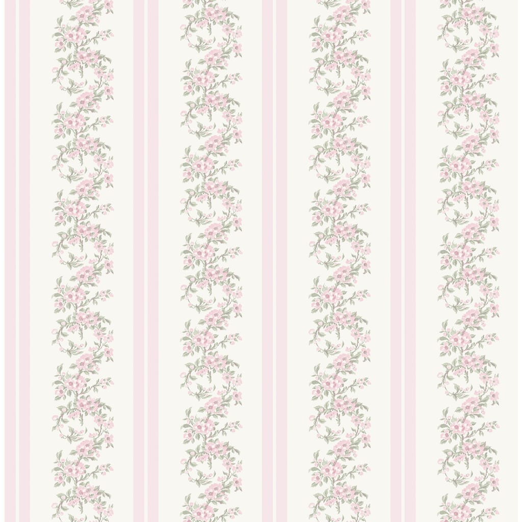 Marigold Wreath Pastel Peach Floral Stripe Wallpaper