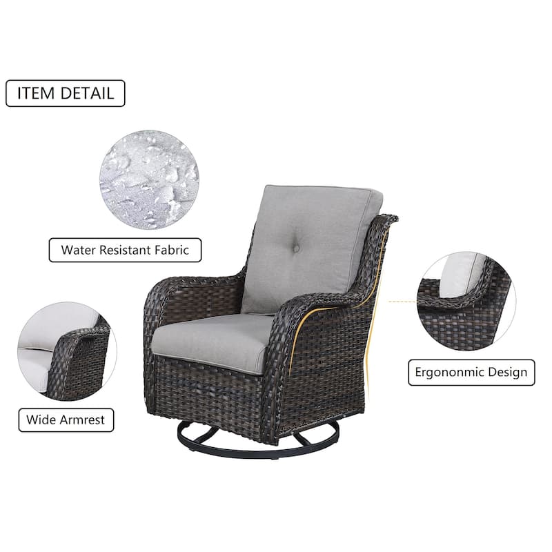 Gymojoy Outdoor 3-piece Steel Wicker Swivel Chair Table Set