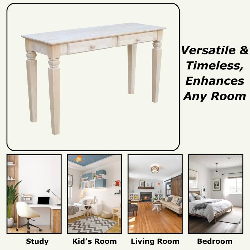 Solid Parawood Java 2-Drawer Sofa Table