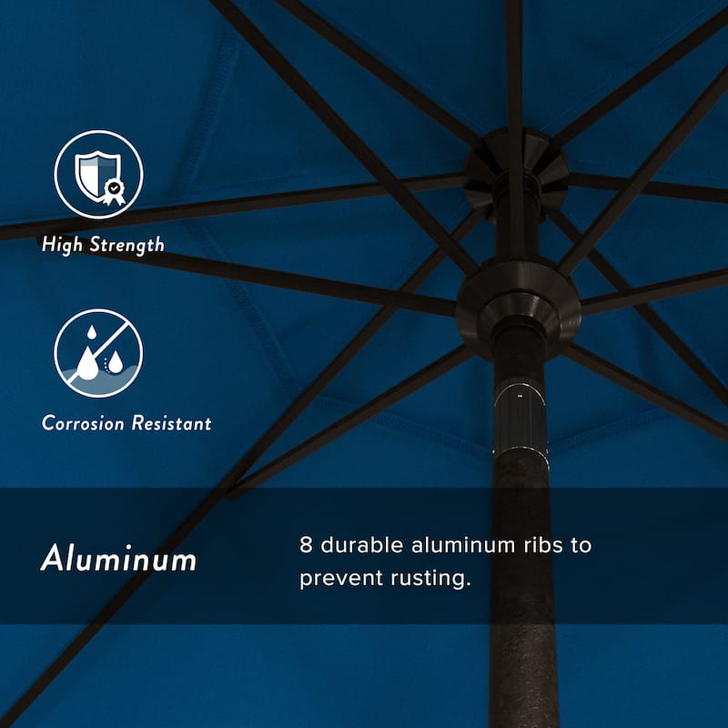 California Umbrella 7.5' Rd. Aluminum Patio Umbrella, Crank Lift with Push Button Tilt, Bronze Finish, Pacifica Fabric