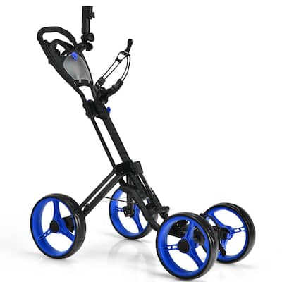 4 Wheel Golf Push Cart with Brake Scoreboard Adjustable Handle