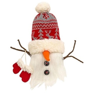 Nordic Snowflake Snowman Gnome for Winter Holiday Decor - 4” L x 11” W x 11” H