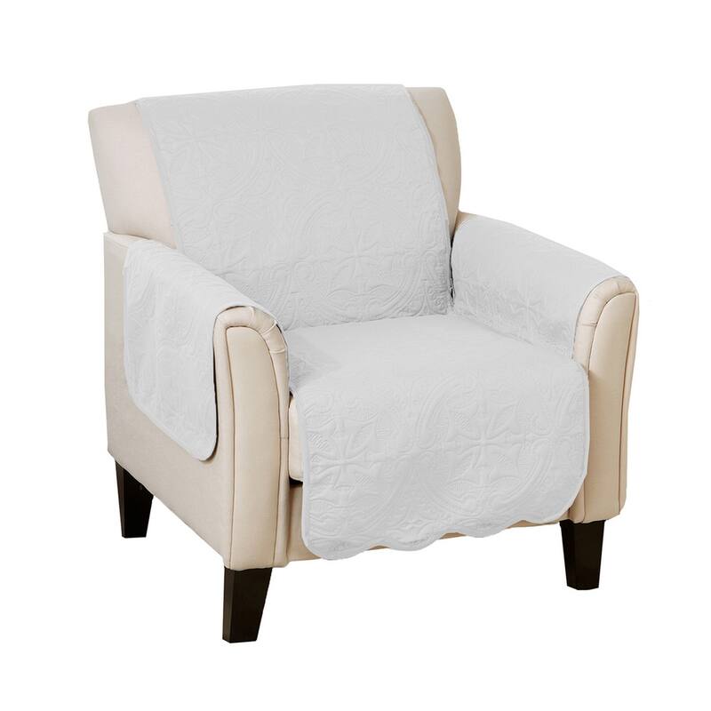 Reversible Chair Cover Quilted Pet Furniture Protector Slipcover - White/Sand