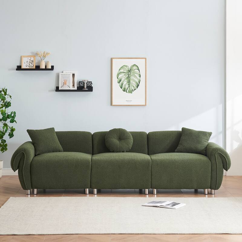 112" teddy velvet fabric, with 3 pillows for living room