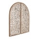 preview thumbnail 12 of 22, Brown Wooden Handmade Arched Floral Wall Decor with Intricate Carvings (Set of 2)