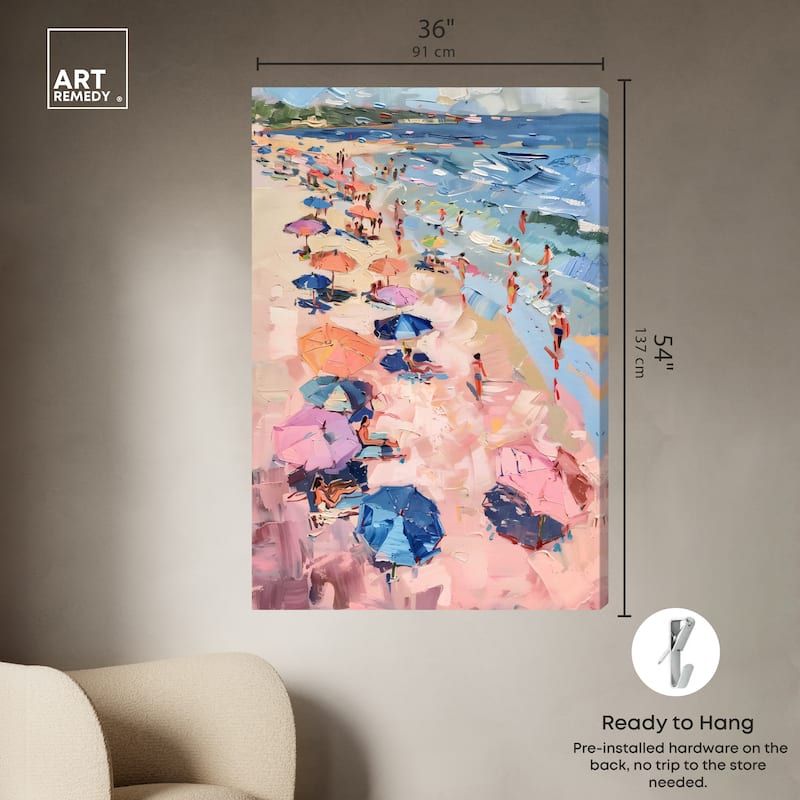 Art Remedy Beach Side Joys Gallery Wrapped Colorful Coastal 1 Piece Canvas Wall Art