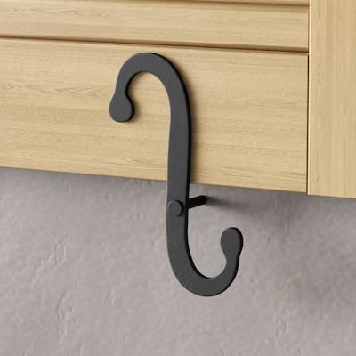 Black Wrought Iron Shutter Dog Holders 6.25" S Shaped Curved Rust Resistant Masonry Mount Renovators Supply