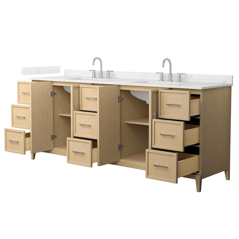 Elan 84-inch Double Vanity, 3 Hole Quartz Top