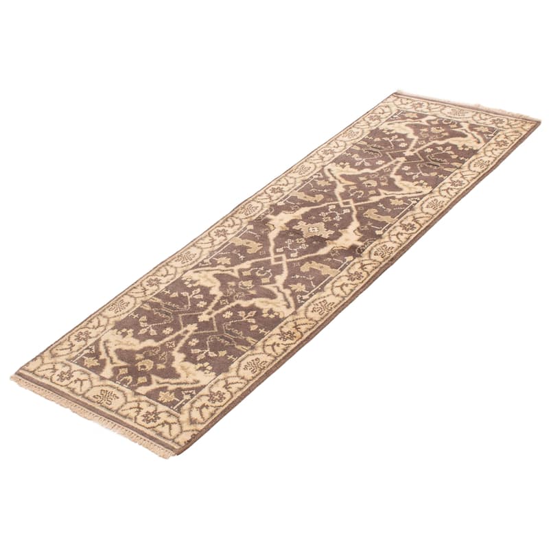 ECARPETGALLERY Hand-knotted Royal Oushak Brown Wool Rug - 2'6 x 7'8
