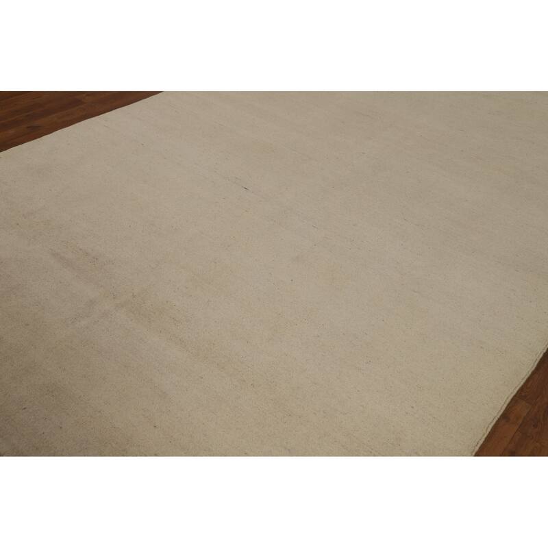 Modern Gabbeh Area Rug Handmade Oriental Beige Wool Carpet - 6'6" x 9'9"
