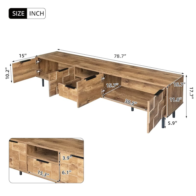 78" Tv Stand For 85 75 65 Inch Tv,Tv Consoles For Living Room, Entertainment Center Wood Tv Media With Storage
