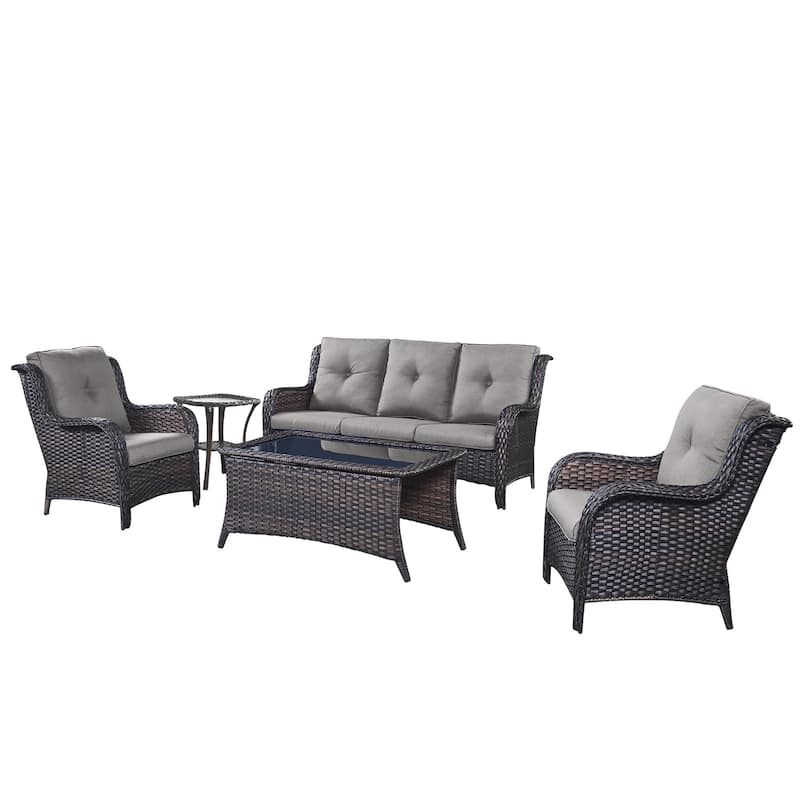 Pocassy Outdoor Patio Sofa Chairs with Coffee Table