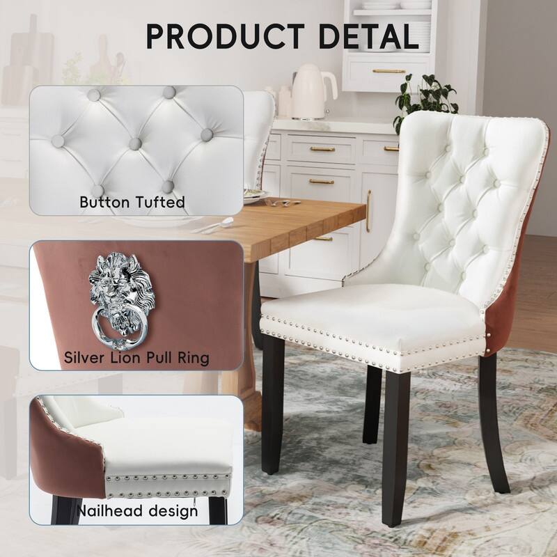 Tufted Naliheads Solid Wood Upholstered Dining Chairs Set of 8