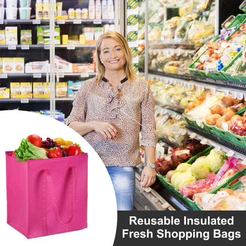 6Pcs Reusable Grocery Bag Non-Woven Foldable Thermal Insulation Bag